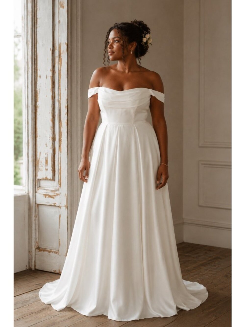 Lulus Extraordinary Vow Wedding Dress Sz XL White Taffeta Off The Shoulder Maxi